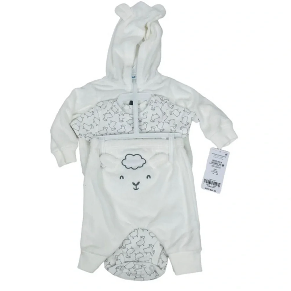 Carter’s 3 Piece Jogging Suit - NWT | Baby NB - Unisex | White Grey